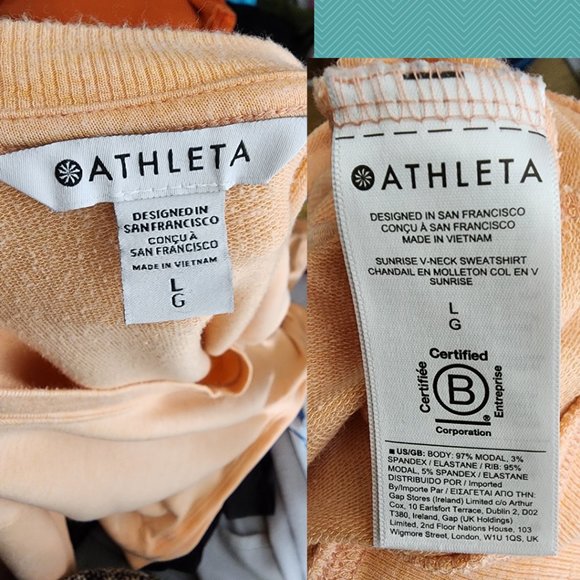 Athleta Coral Orange Modal Blend Sunrise V-Neck Sweatshirt - Picture 4 of 4